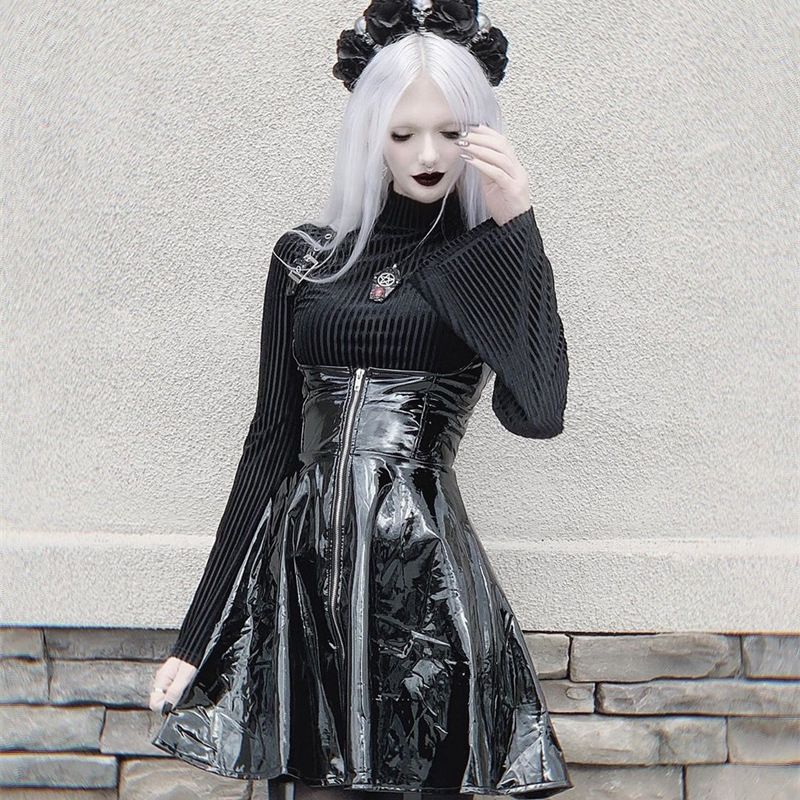 Acquistare Abiti Senza Maniche Ragazze Gotico Femminile PVC Tuta Ragazze  Teenager Al Ginocchio Empire Pannello Esterno Della Bretella Stile Punk  Vestiti Le Donne A1107 Economico | Consegna Veloce E Qualità | DHgate Italy