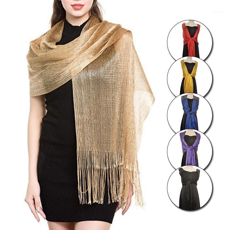 Bufandas elegantes vestidos de noche chales hembra dorado plateado alambre bridas dama de fiesta