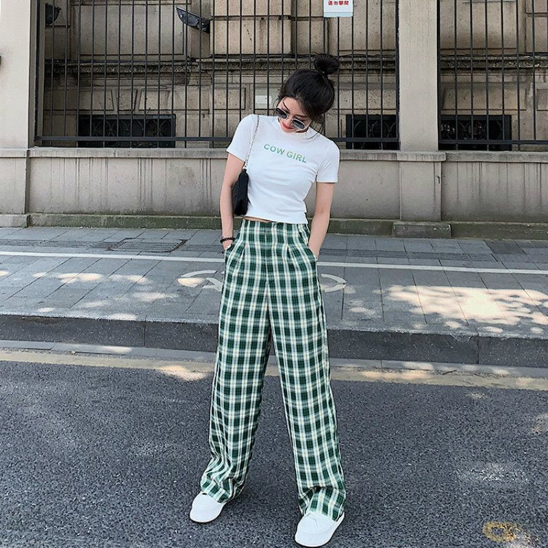 Compra Harajuku Pantalones De Tela Escocesa Para Mujeres Pantalones  Streetwear Mujer Verde Harem Pantalones Ladies Flow Causal Wide Pierna  Pantalones De Cintura Alta 201133 Barato | Entrega Rápida Y Calidad |  Es.Dhgate