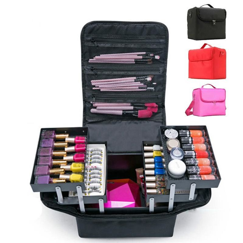 Compra Maquillaje Bolsa De Mano Capacidad De Gran Capacidad MULTI CAPA  MANICURA Peluquería Bordado Kit De Herramientas Cosméticos Caja De  Almacenamiento Bolso De Aseo Barato | Entrega Rápida Y Calidad | Es.Dhgate