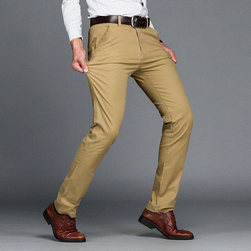 Compra Clásica Para Hombre De Color Caqui Pantalones Ocasionales De Los  Hombres De Negocios De Vestir Slim Fit Elástico Del Basculador Masculino  Pantalones Largos Ropa De Algodón Work Pant Negro B0n4 #