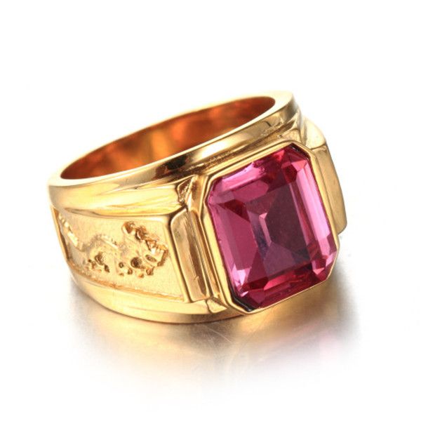 Gold with Pink stone