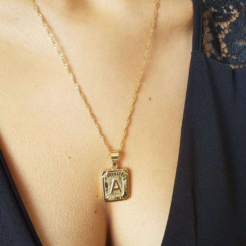 Pendant Necklaces Gold Color Square 