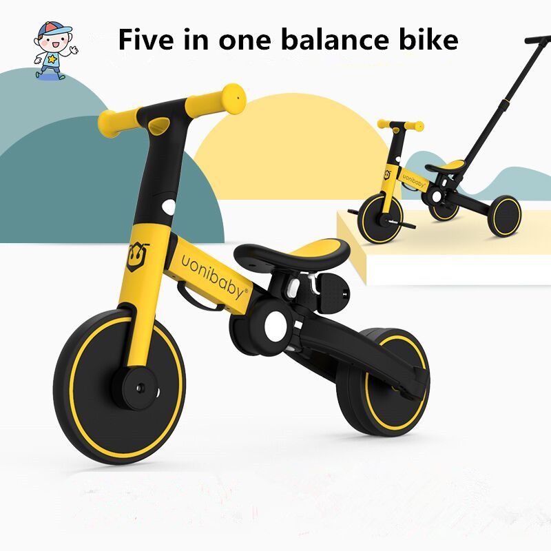Uonibaby-4 in1 子供 用 自転車 三輪車 二輪 自転車 ベビー バランス バイク キッズ スクーター ベビーカー 1?6歳 