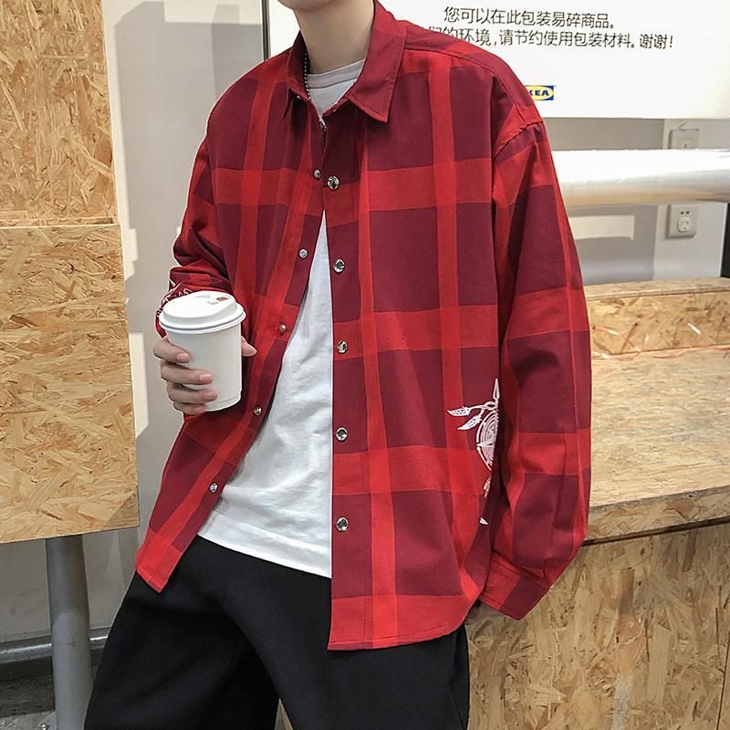 Compra Camisas Casuales Para Hombres 2021 Moda Coreana Para Hombre De Manga  Larga Para Hombre Botón De Cuadros De Gran Tamaño Para Hombres Blusa  Streetwear Vestido Camisa De Vestir11 Barato | Entrega