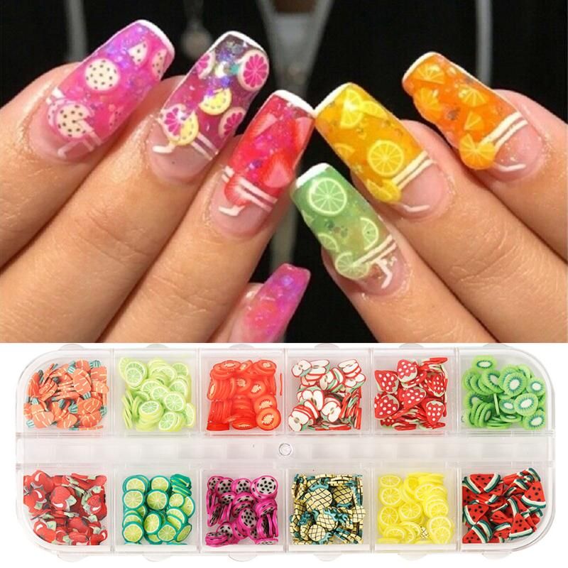 Stickers & Decals Summer 3D Nails Art Accessories Mixed Flower Fruit Animal  Polymer Clay Slices Slicing Nail Decorations Ongles DIY Designs