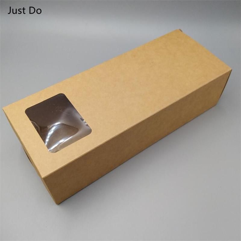 12*8*30cm Large Kraft Boxes With Clear Window Paper Gift Box With PVC