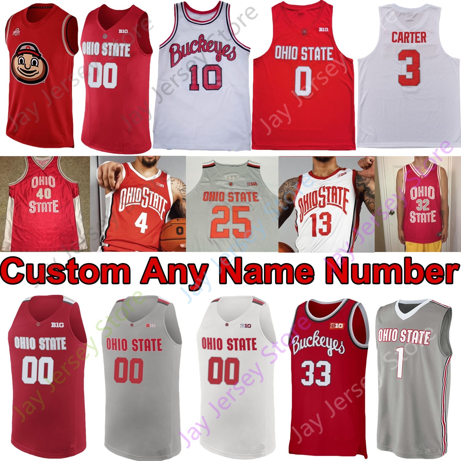 2020 2020 New Ohio State Buckeyes Basketball Jersey NCAA College Kyle Young D.J. Carton Kaleb ...
