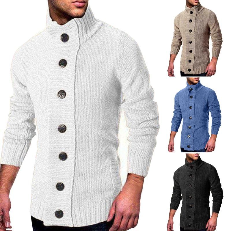 Chaquetas para hombres Invierno Soltero de punto Sweater Knit Cartigan abrigo