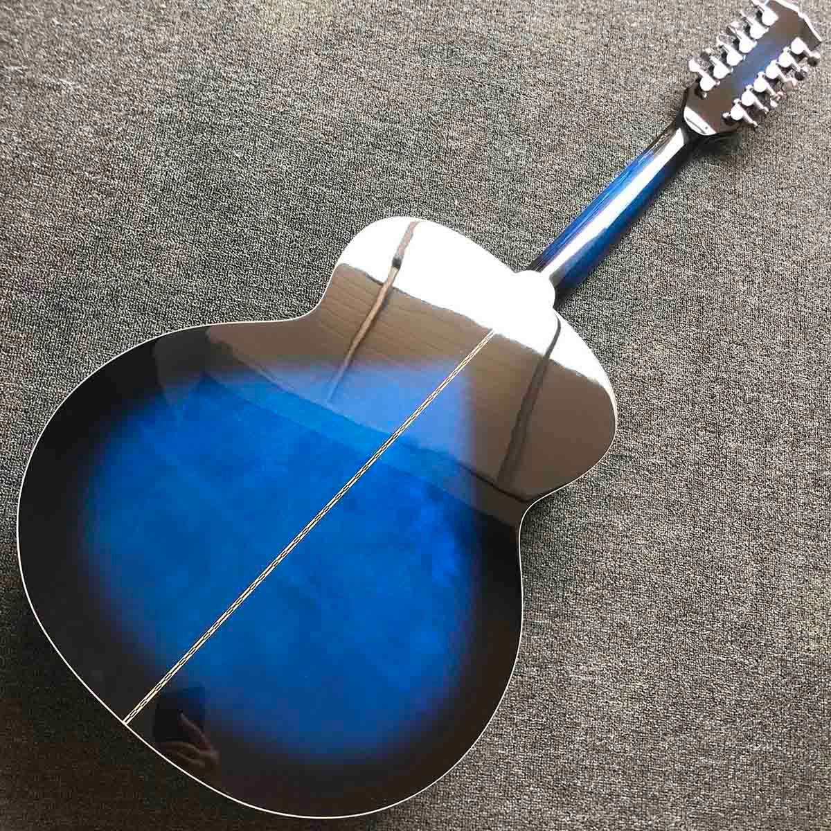 Custom Jumbo Acústica Guitarra eléctrica 12 cuerdas Guitarra en color azul