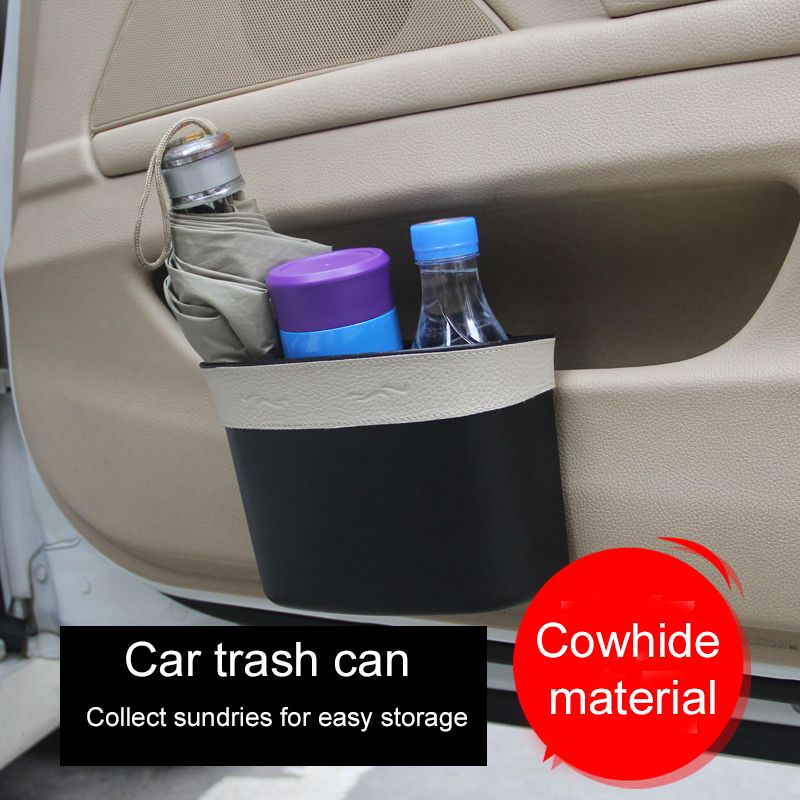 Car Trash Bin Can Automotive Interior Accessories Door Hanging Trash Can Seat Back Leather