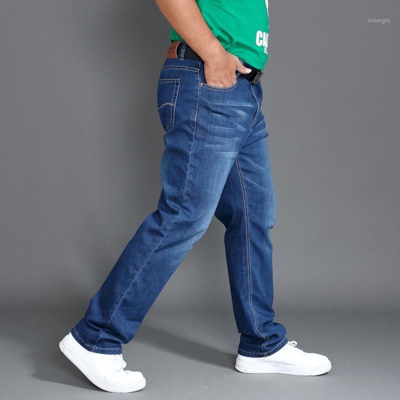 Compre Pantalones Vaqueros Para Hombres Hombres Azul Grande Grande Talla  Grande 46 48 150kg Hombre Jean Elástico Hombre De Cintura Alta Suelta  Pantalones De Mezclilla Rectos Pantalones Pantalones1 A 27,51 € Del