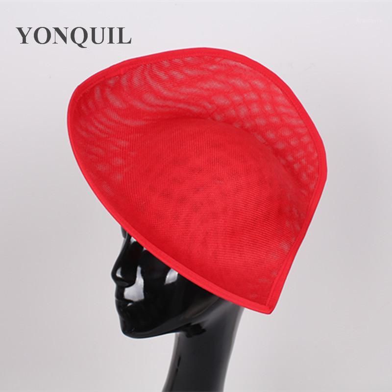 2017 ny design röd fascinator hatt imitation sinamay 30cm stor bashatt hjärtform för kyrka Ascot tillfälle Headpiece 5pcs / lot1