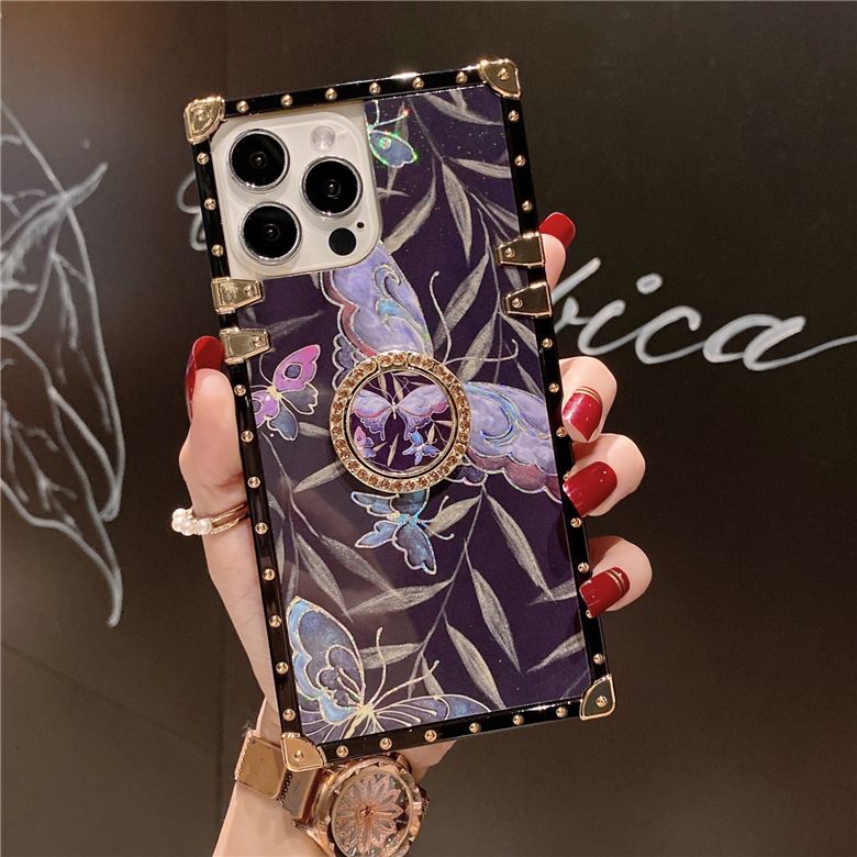 Suministro Al Por Mayor Funda Cuadrada De Flores Brillantes Para Samsung  A10S A20S A10 A20 A30 A10E A20E A40 A40S A50 A60 A40 A81 A91 A02S A03S A21  Glitter Butterfly Brakcet Shell