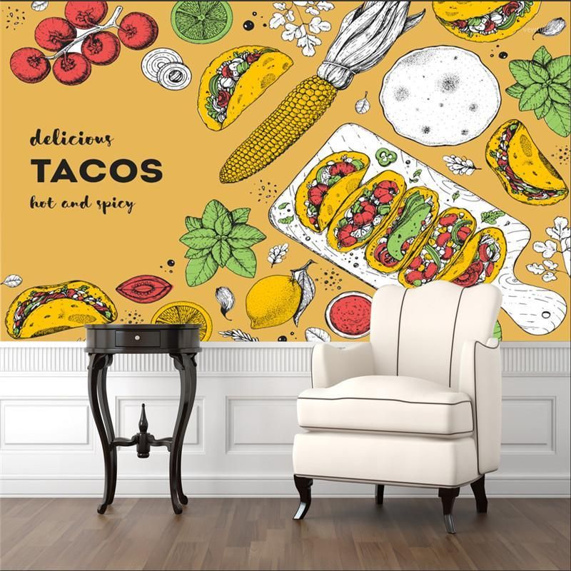Fondos de pantalla personalizado mexicano Cocina clásica Tacos Fondo Mural  Papel pintado 3D Restaurante rápido Snack