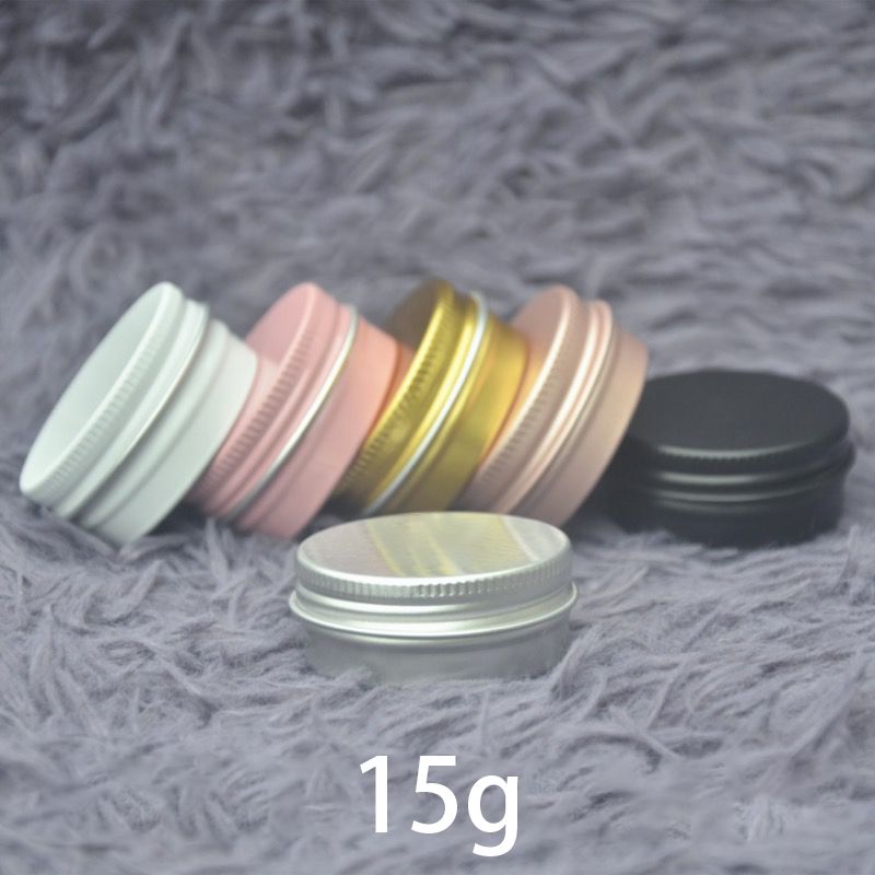 Rose Gold Silver Pink Black White 15g Empty Aluminum Jar Cosmetic Lip