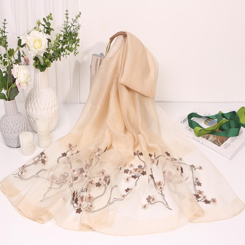 Beige Silk Scarf Kina 80x195cm