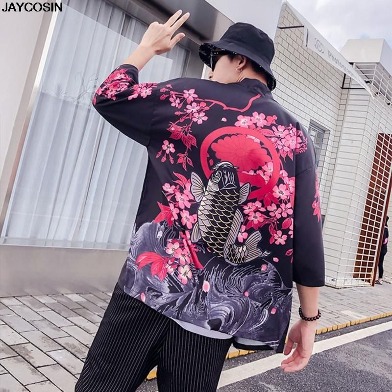 Compra KLV Mens Blusas De Verano Moda Individualidad Imprimir Tops Venta Blusas  Kimono Hot Spring Ropa Mujer Boho Kimono Cardigan 0309 Barato | Entrega  Rápida Y Calidad | Es.Dhgate