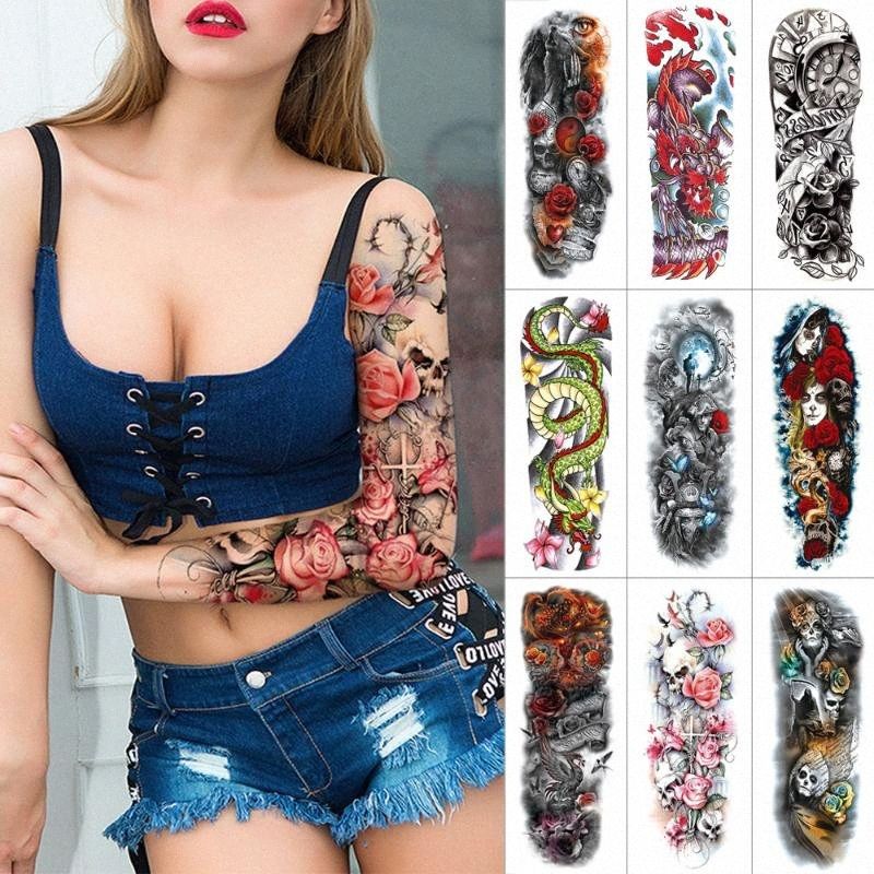 Acquistare Braccio Di Colore Grande Tatuaggio Temporaneo Adesivi Tigre Drago Leone Orso Lupo Impermeabile Gioielli Pelle Di Animale Tatuaggio Yin Yang Occhi Uomini Donne Ta Upbc Economico Consegna Veloce E