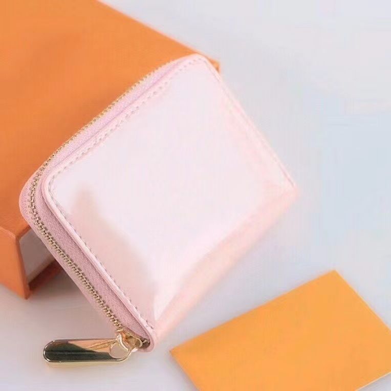 pink shinny leather short wallet