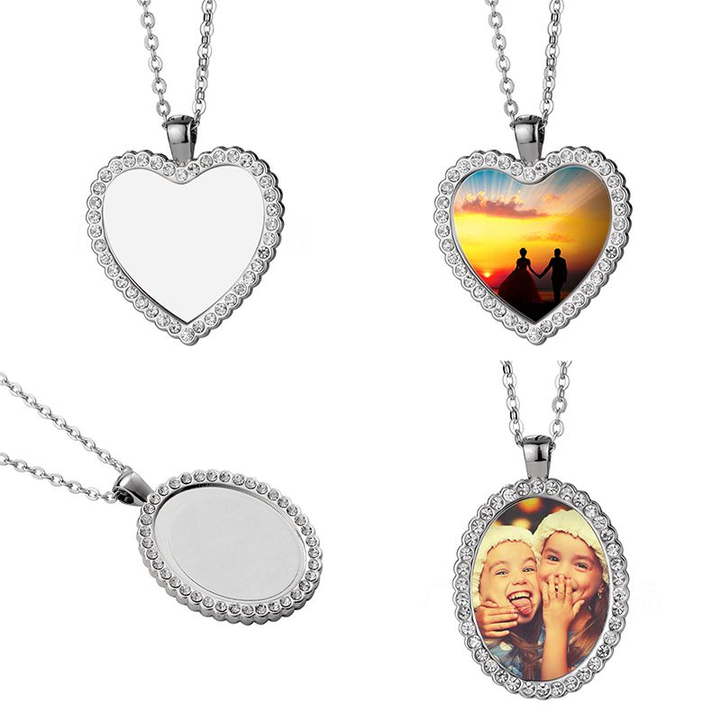 Bling Sublimation Necklace/Heart Necklace Sublimation/Oval