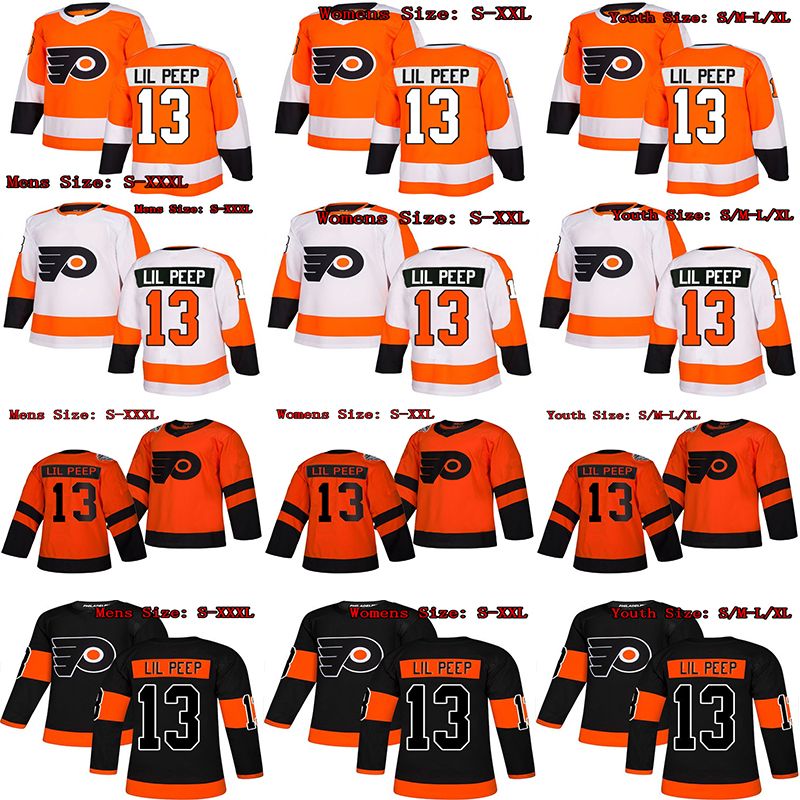 Hombre S 6XL Moda Star # 13 Lil Peep Philadelphia Flyers Hockey Jerseys  Mujeres Jóvenes Cosidos Custom An Nombre Y Número Naranja Negro Blanco De  39,73 €