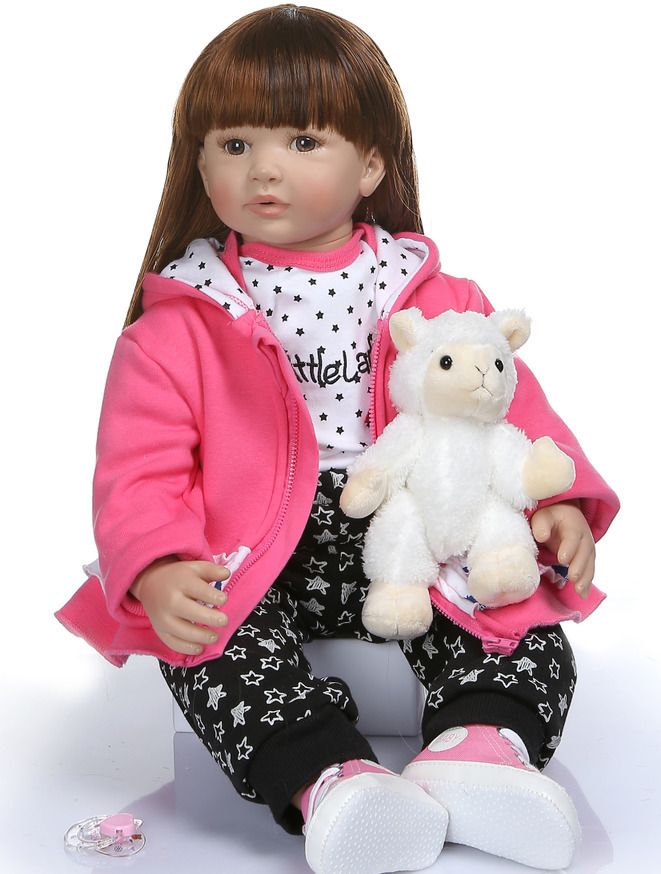Mädchen Puppe-60cm Braun Augen