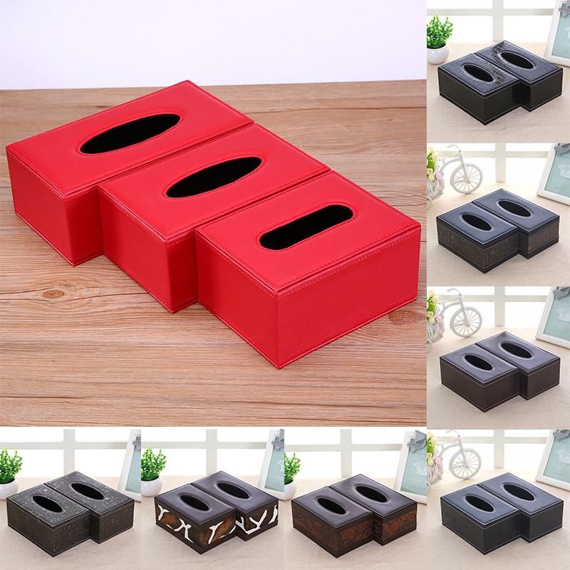 2020 Facial Tissue Box Cover PU Leather Hotel Car Rectangle Container