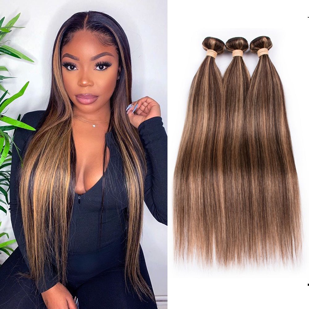 Highlight Bundles Straight Brazilian Hair Weave Ombre Bundles Remy P4-27 Brown Straight Hair Bundles with Highlights Highlight Bundles Straight Brazilian Hair Weave Ombre Bundles Remy P4-27 Brown Straight Hair Bundles with Highlights