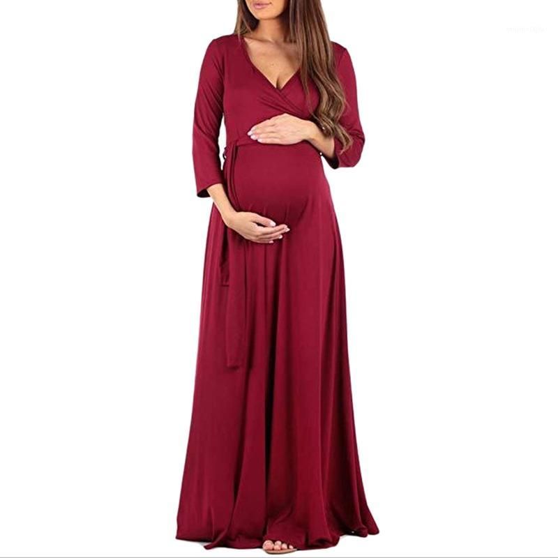Compra Vestidos De Maternidad Vestido Largo Lactancia Materna Embarazada  Falda Con Cuello En V Falda Nursing1 Barato | Entrega Rápida Y Calidad |  Es.Dhgate