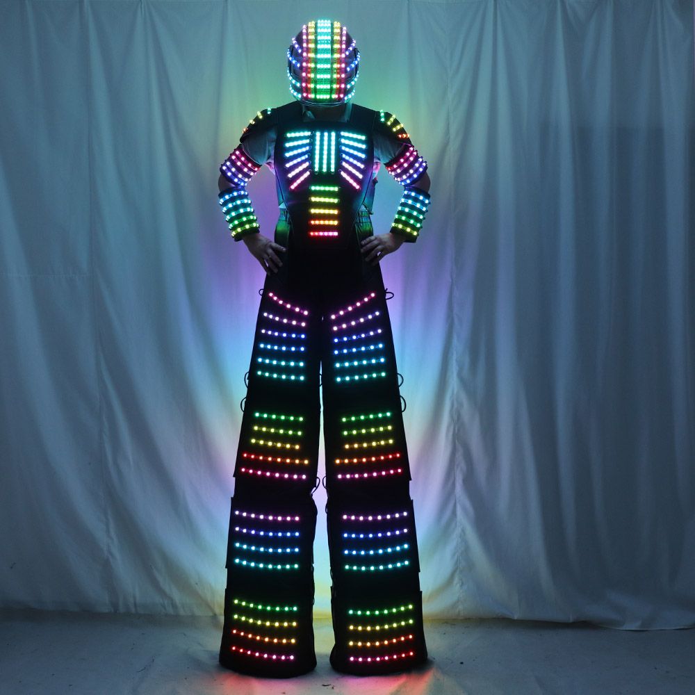 Compra Traje Completo El Color Del Píxel Zancos Walker LED LED Robot Ropa De  Época Danza De La Etapa Del Traje De Tron RGB Light Up Etapa Del Juego Del  Equipo Capa