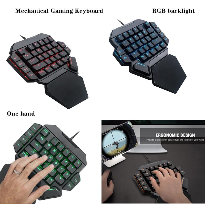 Hot RGB One Hand Mecanical Gaming Keyboard Retroiluminado Combo 35 Teclas Interruptor Azul USB Cableado Cable Support Teclado De Juego De 22,02 € | DHgate