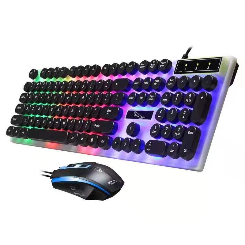 2021 High Quality Backlit Keyboard And Mouse Combos Gaming Keyboard Round Key Cap Mechanical