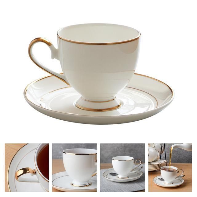 2021 Gold Edge Noble Bone China Coffee Cup Saucer Spoon Set 200ml Luxury Ceramic Mug Top Grade Porcelain Tea Cup Cafe Party Drinkware From Homedod 42 12 Dhgate Com