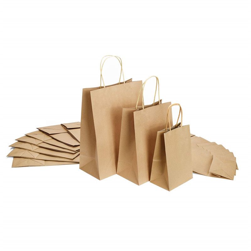 10x5x13 Kraft Brown Paper Debbie Retail Shopping Gift Bags with Rope Handles 