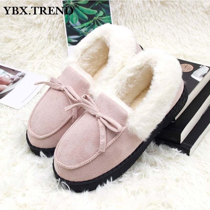 zapatillas abrigadas para mujer zapatos de invierno con lazo de peluche  dentro de Loaferes damas Pantuflas de Interior para el hogar Pantuflas  damas se deslizan en los zapatos DJL(#Red) | Linio Perú -