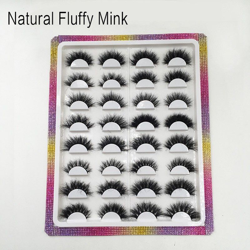 16pairs natural fluffy mink