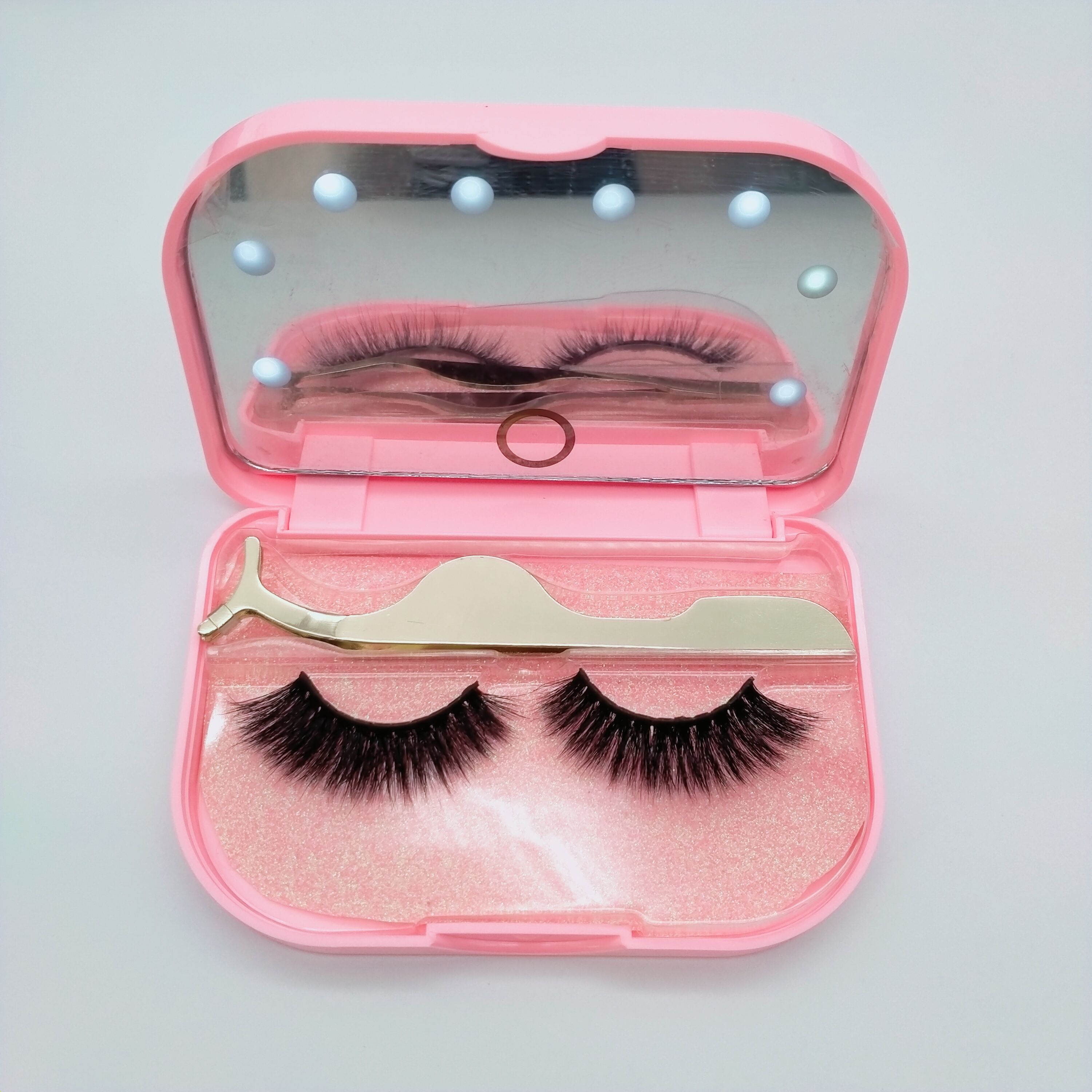 2021 Wholesale Eyelash Boxes False Eyelash Plastic Case Mirror Private Makeup Storage Lashes