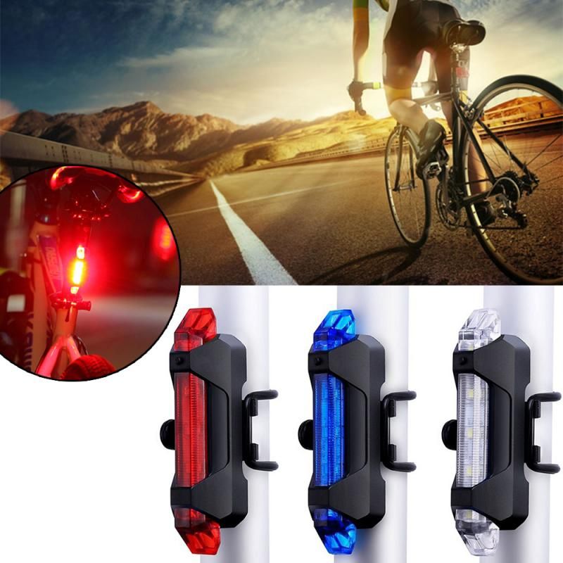 Red USB Rechargeable LED Tail Light Bicycle Safety Cycling Warning Rear Lamp New 
