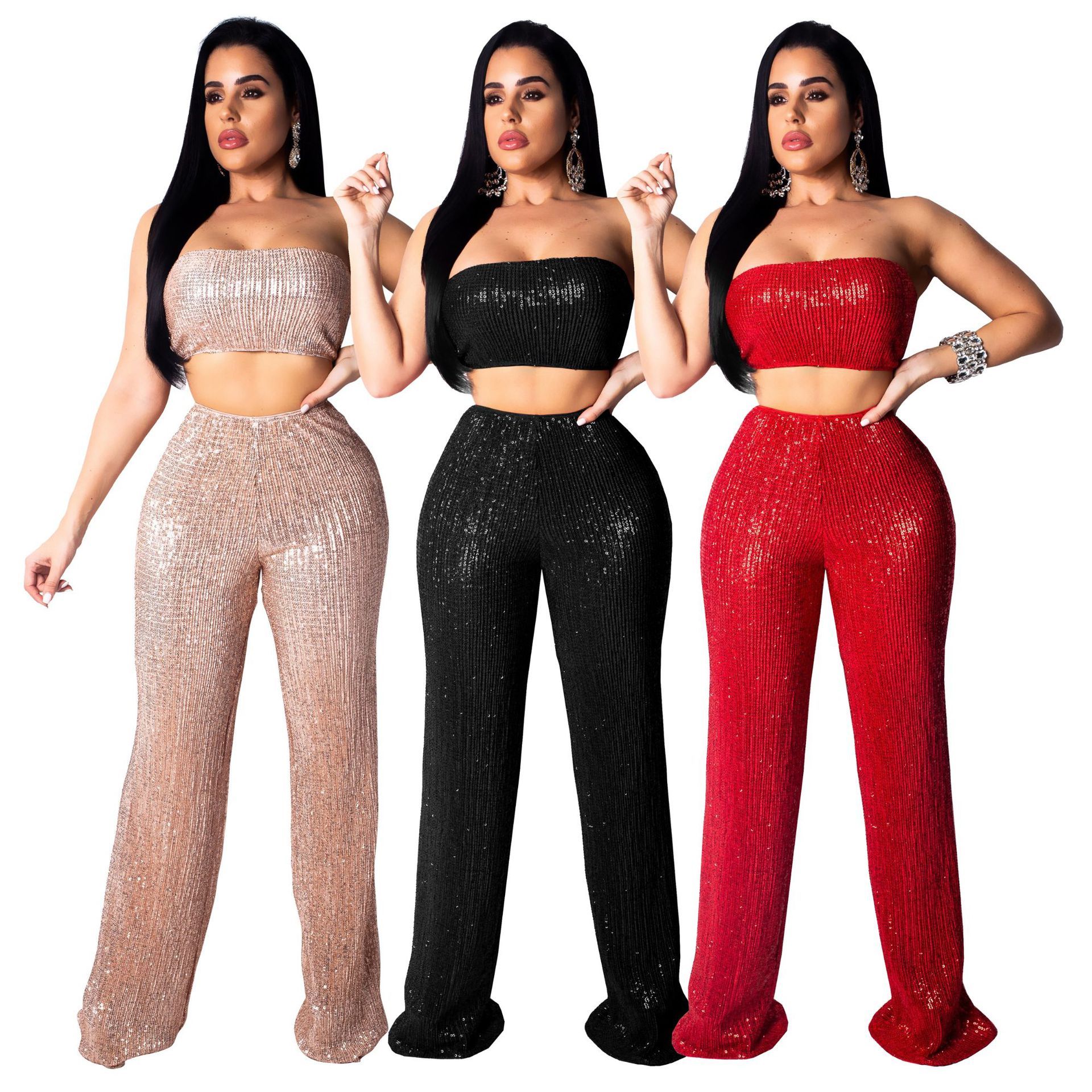Compra Pantalones De Dos Piezas De Las Mujeres, Un Hombro Está Caliente En  Europa Y América, Sujetador De Lentejuelas Sexy Y De Moda. Barato | Entrega  Rápida Y Calidad | Es.Dhgate