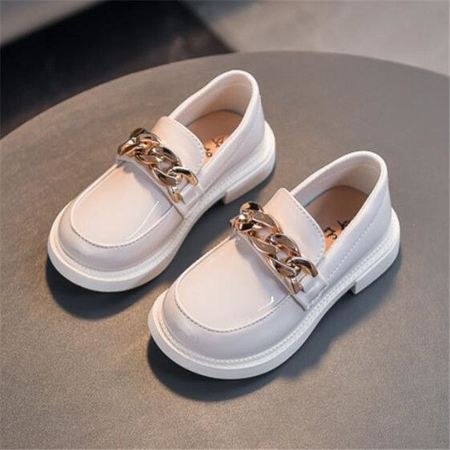 Niños Niñas Zapatillas de deporte casuales cuero negro Primavera Mocasines Niños Niños Cadena