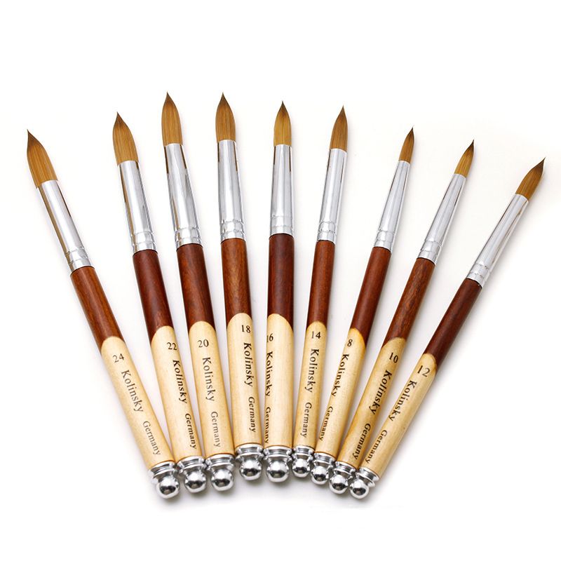 Good Quality Kolinsky Acrylic Nail Art Brush UV Gel Polish Carving Liquid Powder Hair Drawing Pen Wood Handle