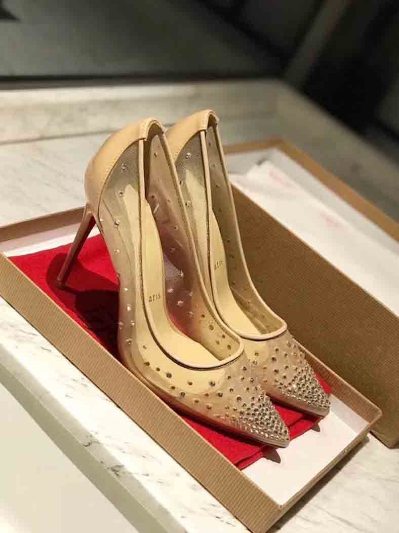 rhinestone red bottom heels