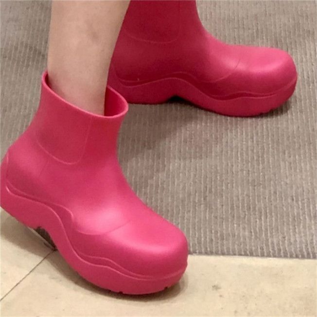 2022 rubberen laarzen voor vrouwen waterdichte regen lage hak korte enkel  PVC mode meisjes dame regen