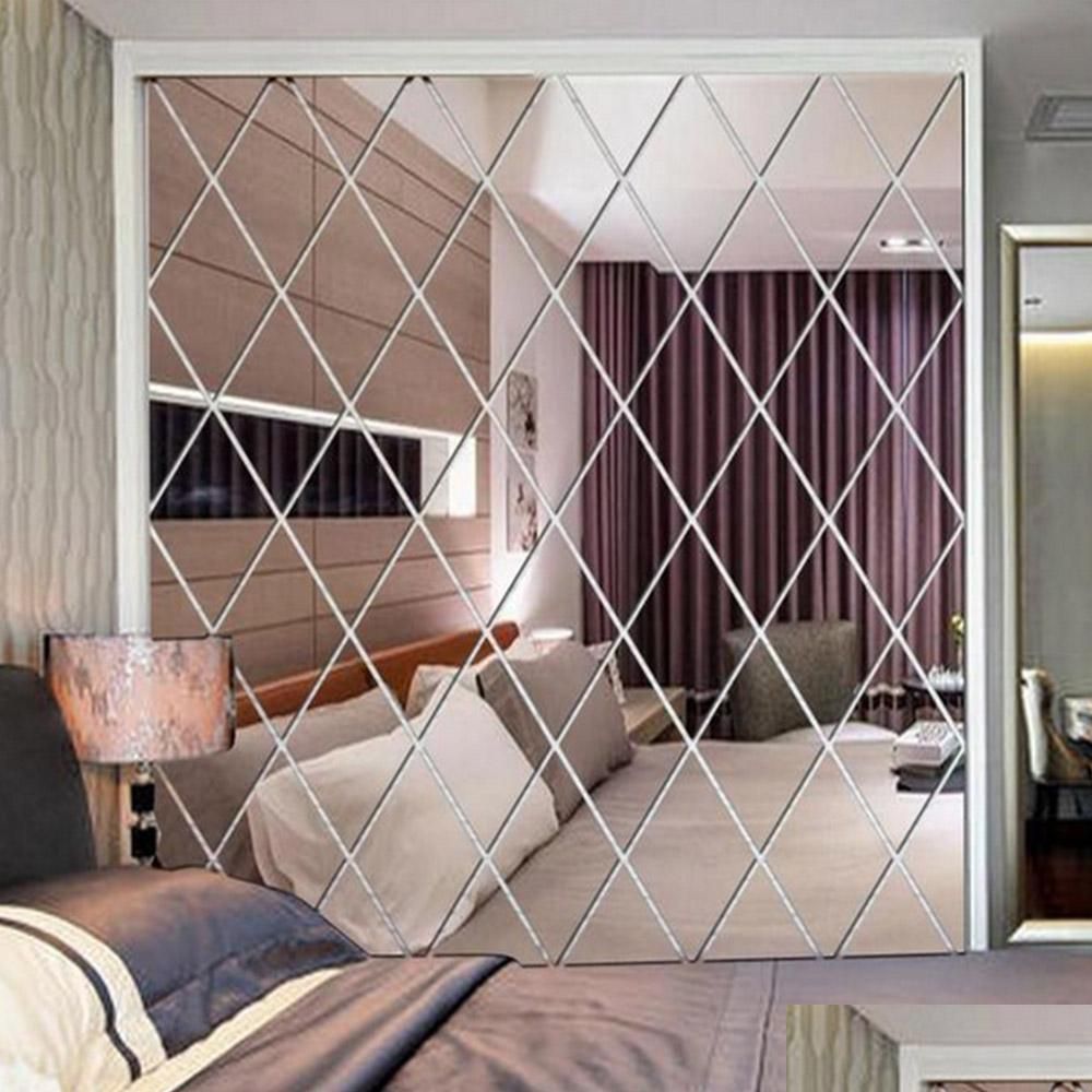 24 pezzi Adesivo Specchio Set forma di ciottoli adesivo decorativo smontabile acrilico fai da te a nastro per soggiorno camera da letto 