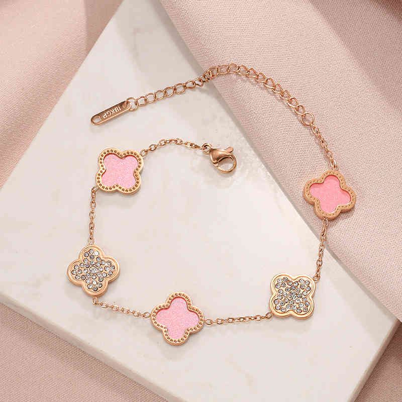 Pink Diamond Clover Bracelet