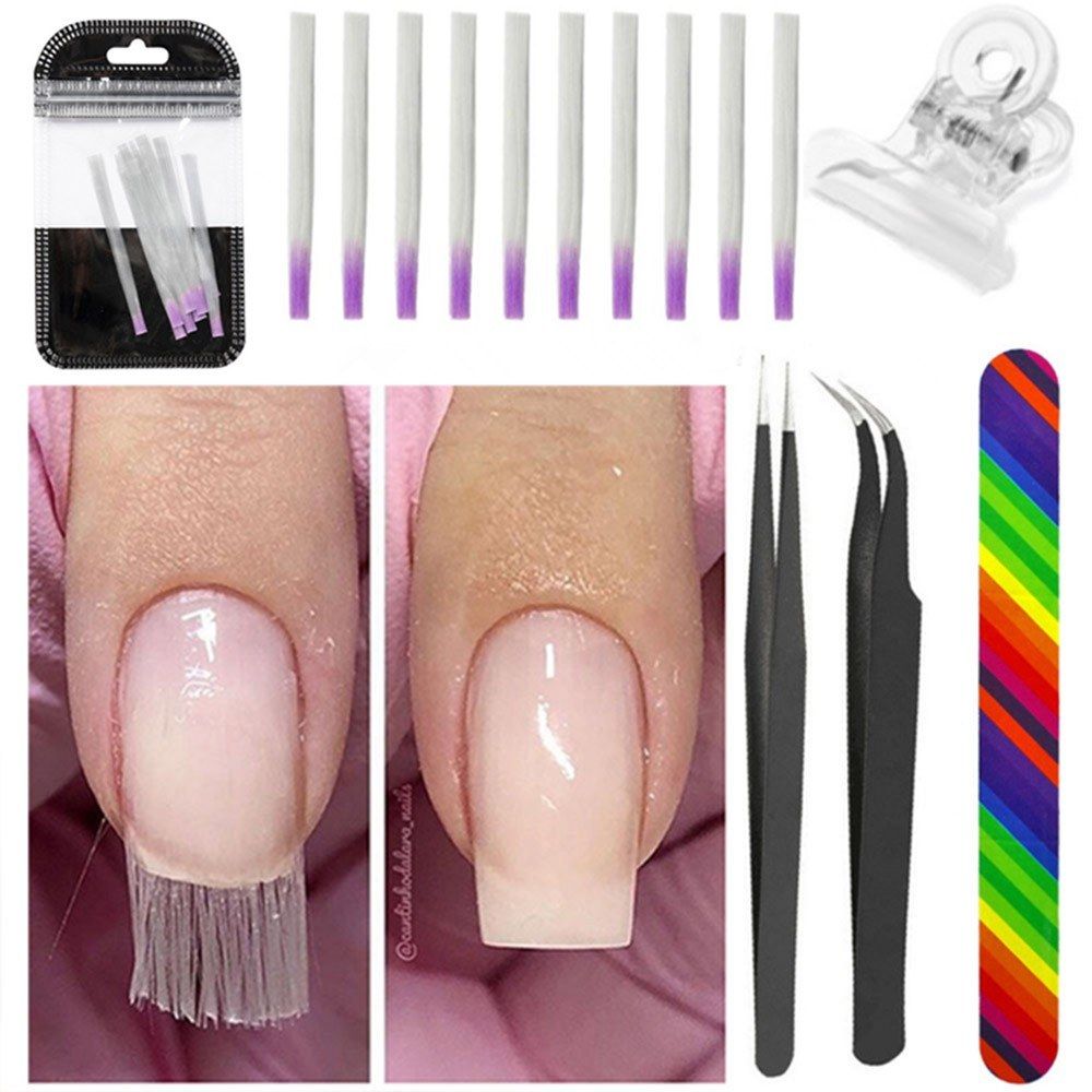 Nail File Tweezers for Building Fibernails Acrylic UV Nail Salon Fiberglass  Extension Tool Kit