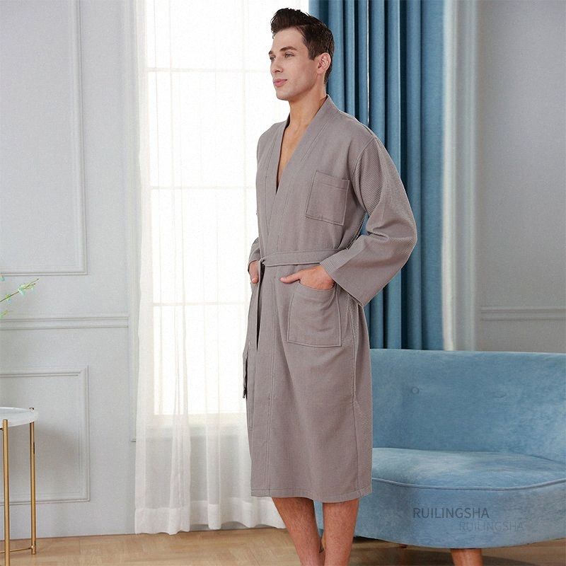 2021 Men 100 Cotton Kimono Sweat Towel Bathrobe Summer Plus Size Waffle Bath Robe Mens Robes Hotel Sleepwear For Women Dressing Gown P0vs From Cntown 38 84 Dhgate Com