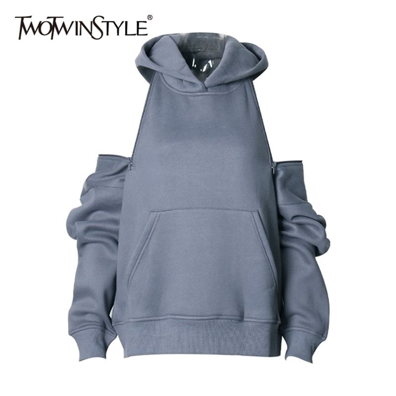 Sudaderas negras con capucha para mujer, sudadera de manga larga con  cremallera, espalda descubierta y hombros descubiertos, moda de otoño 2019| Sudaderas con capucha y sudaderas| - AliExpress