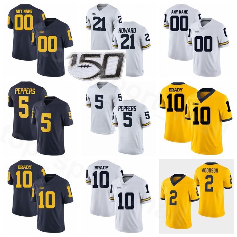 College Football NCAA Michigan Wolverines 10 Tom Brady Jersey Legend 5  Jabrill Peppers 2 Charles Woodson 21 Desmond Howard 56 LaMarr Woodley From  Top_sport_mall, $19